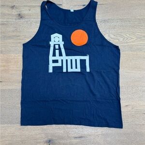 P-Town Souvenir- Navy Tank Top with Graphic Design